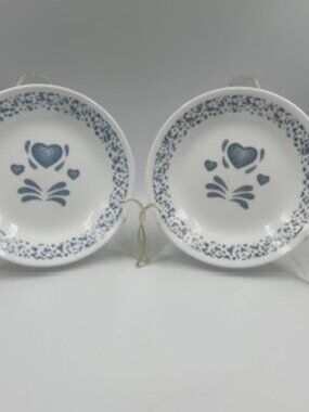 Discontinued Vintage Corelle by Corning Dessert plates set of 2 Blue Heart